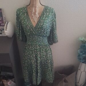 Elegant Green Floral Dress